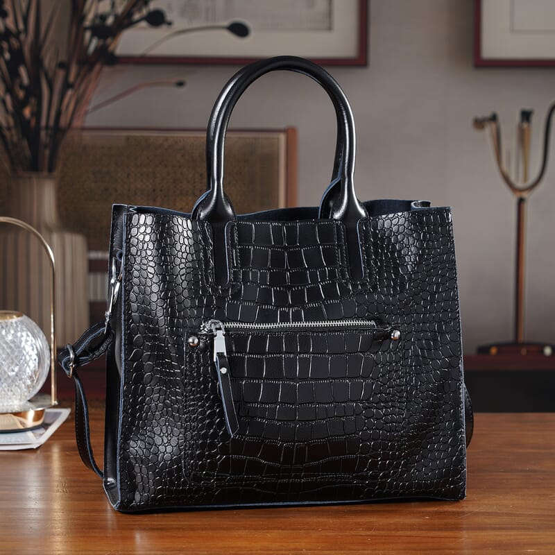 La Marey Black Genuine Leather Crossbody Bag