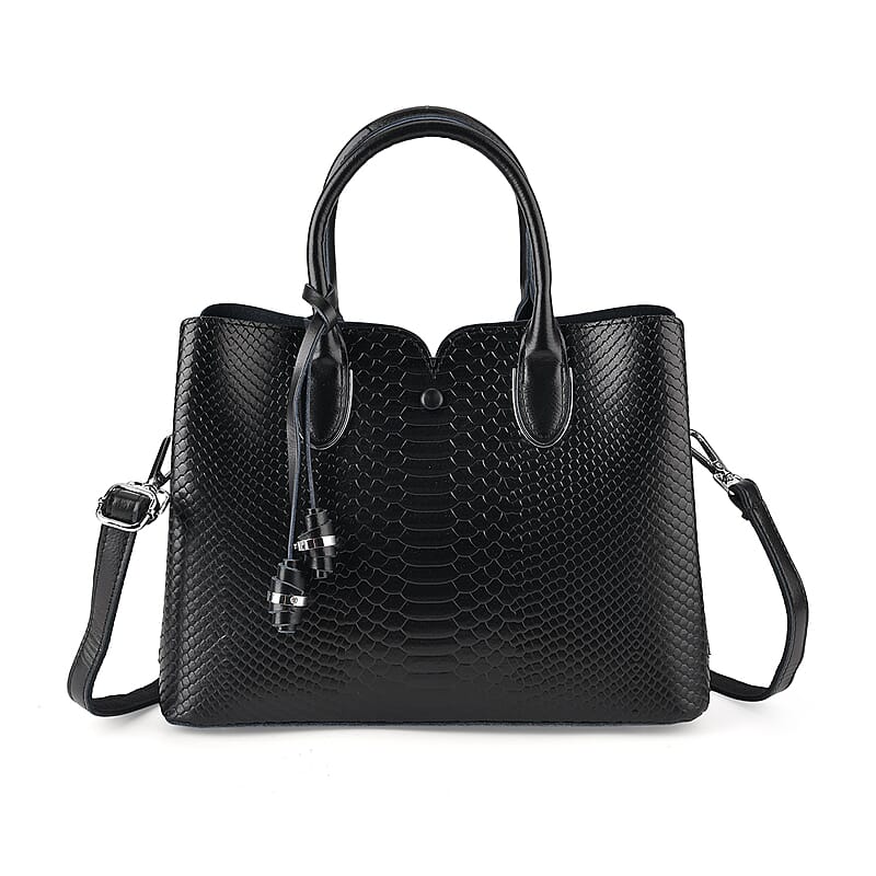 La Marey Black Genuine Leather Crossbody Bag