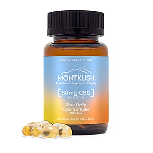 MontKush True Daily Broad-Spectrum 50mg CBD (30 Softgels) Made in US