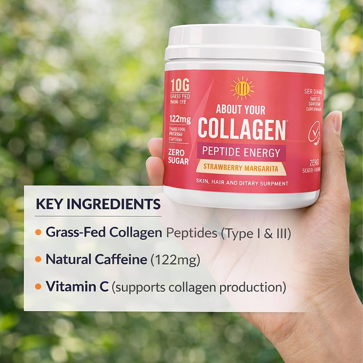 About Your Collagen Peptide Energy Supplement 40 sv with Electric Frother- Strawberry Margarita image number 4