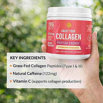 About Your Collagen Peptide Energy Supplement 40 serving- Strawberry Margarita