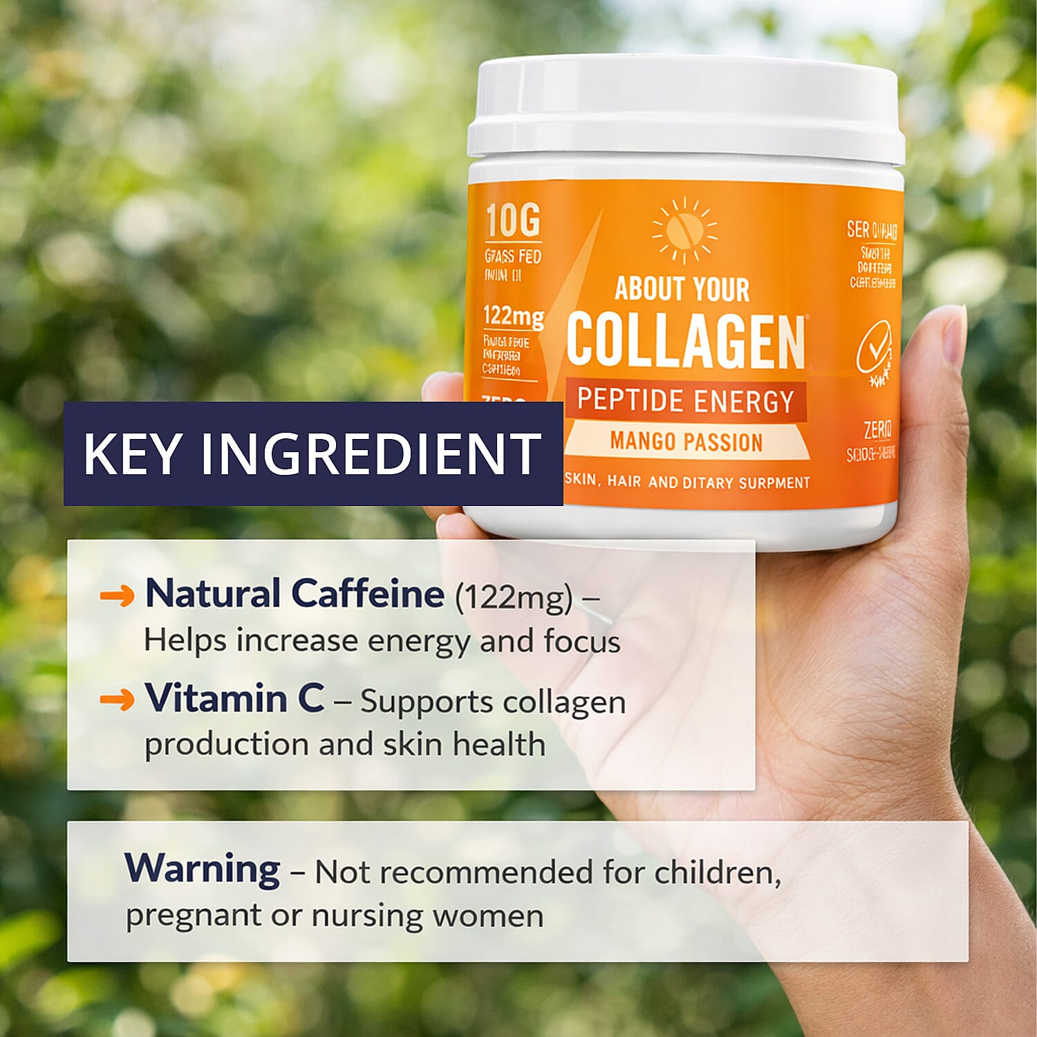 About Your Collagen Peptide Energy Supplement 40 sv with Electric Frother- Mango Passion