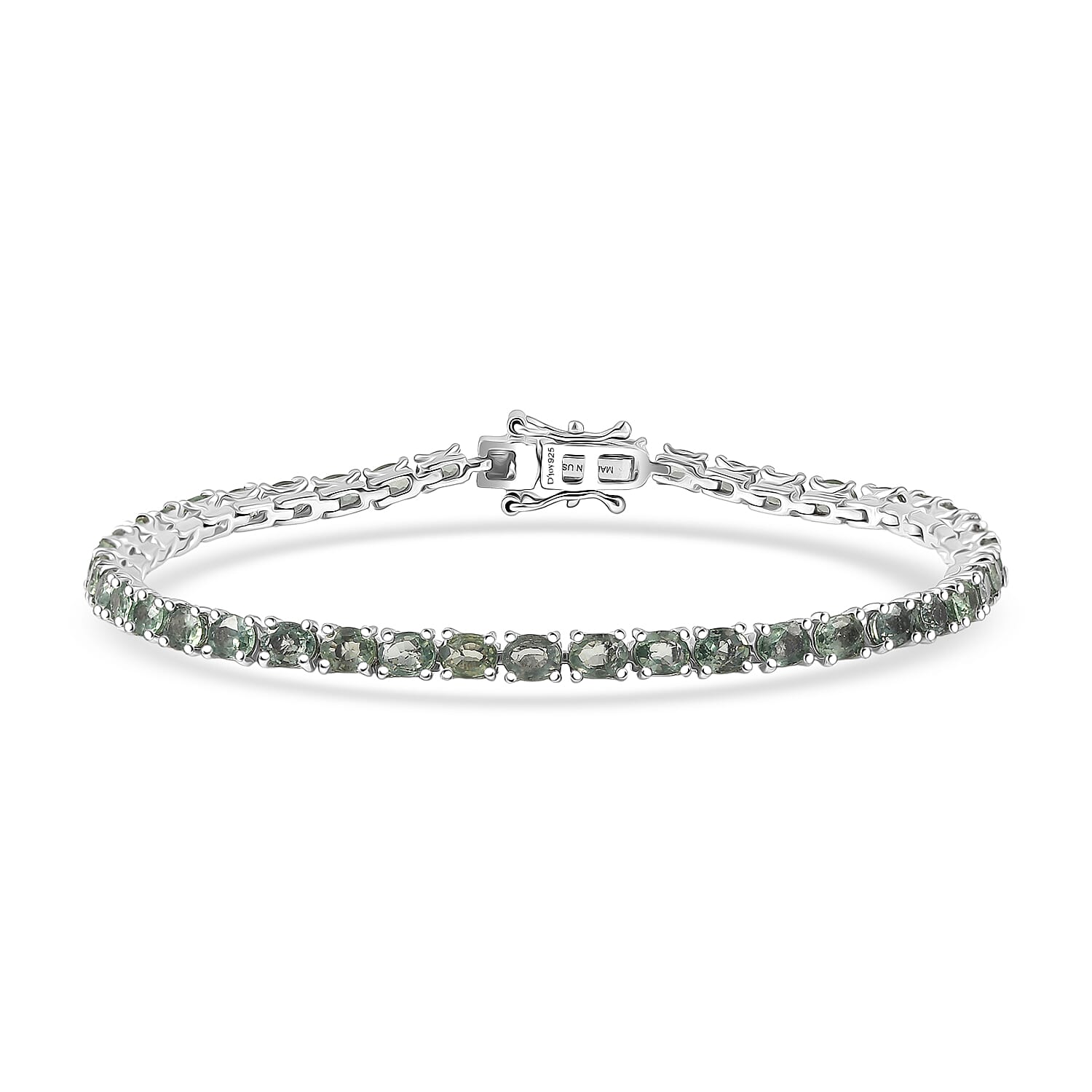 D'Joy Premium Milanoa Green Sapphire 10.00 ctw Enchanted Garden Bracelet in Rhodium Over Sterling Silver (7.25 In) (Ships in 8-10 Days)