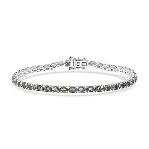 D'Joy Premium Green Sapphire 11.25 ctw Bracelet in Rhodium Over Sterling Silver (7.25 In)
