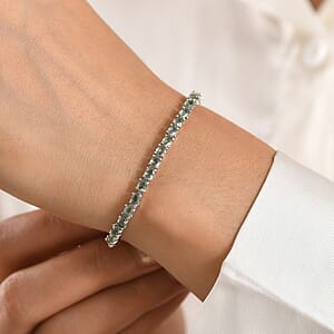 D'Joy Premium Green Sapphire 11.25 ctw Bracelet in Rhodium Over Sterling Silver (7.25 In)