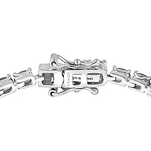 D'Joy Premium Green Sapphire 11.25 ctw Bracelet in Rhodium Over Sterling Silver (7.25 In)