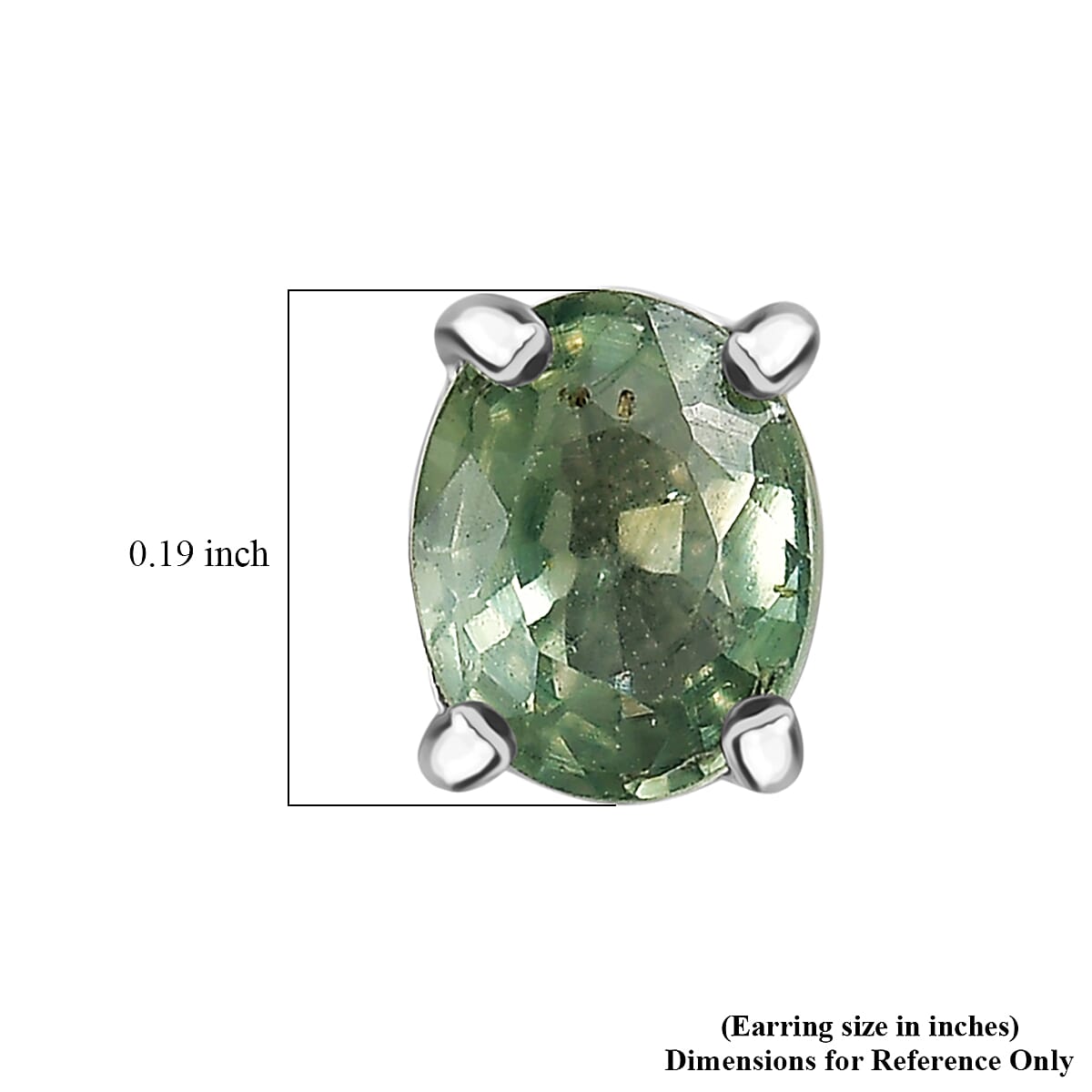 D'Joy Premium Green Sapphire 0.90 ctw Stud Earrings in Rhodium Over Sterling Silver image number 5