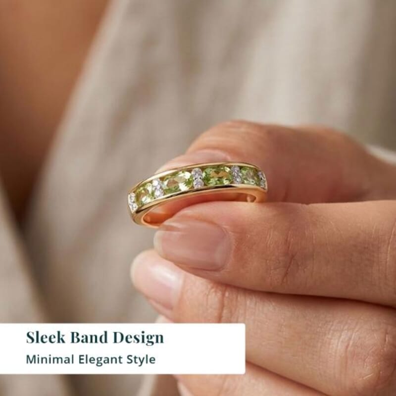 Premium Milanoa Green Sapphire and Luxuriant Lab Grown Diamond G-H SI 1.35 ctw Midnight Band Ring in 18K Vermeil Yellow Gold Over Sterling Silver (Size 5.0)