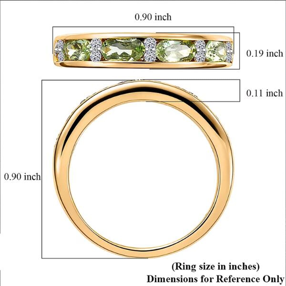 Premium Milanoa Green Sapphire and Luxuriant Lab Grown Diamond G-H SI 1.35 ctw Midnight Band Ring in 18K Vermeil Yellow Gold Over Sterling Silver (Size 5.0) image number 5