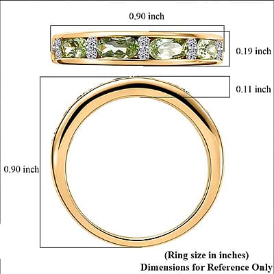 Premium Milanoa Green Sapphire and Luxuriant Lab Grown Diamond G-H SI 1.35 ctw Midnight Band Ring in 18K Vermeil Yellow Gold Over Sterling Silver (Size 6.0)