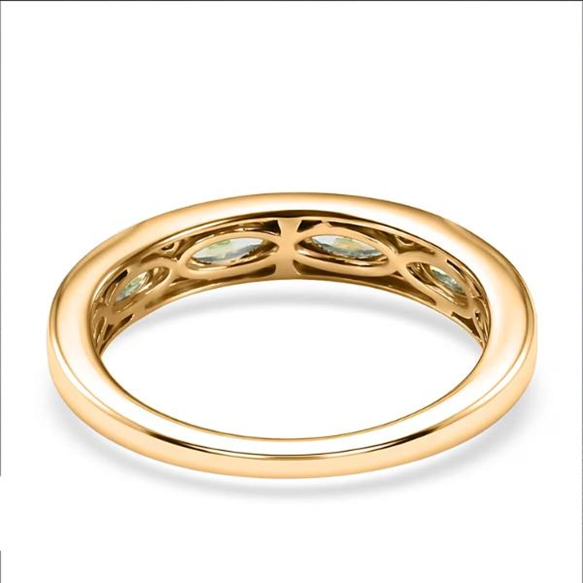 Premium Milanoa Green Sapphire and Luxuriant Lab Grown Diamond G-H SI 1.35 ctw Midnight Band Ring in 18K Vermeil Yellow Gold Over Sterling Silver image number 6