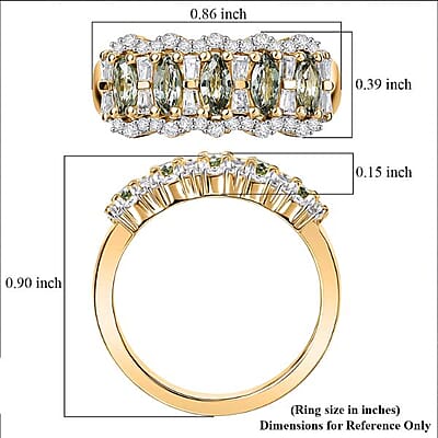 D'Joy Premium Milanoa Green Sapphire and Moissanite 1.50 ctw Green Firelight Band Ring in 18K Vermeil Yellow Gold Over Sterling Silver (Size 5.0)