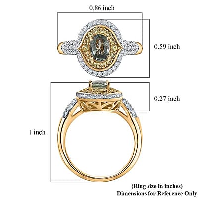 D'Joy Premium Milanoa Green Sapphire and Multi Gemstone 1.75 ctw Emerald Bloom Halo Ring in 18K Vermeil Yellow Gold Over Sterling Silver (Size 7.0)