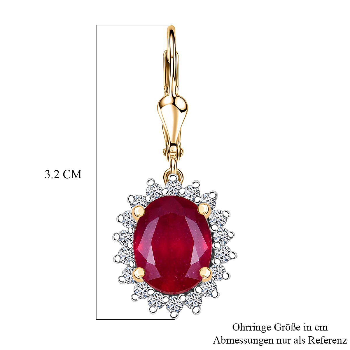 Premium Niassa Ruby, Luxuriant Lab Grown Diamond (G-H, SI) Earrings in 18K Vermeil YG Over Sterling Silver 6.45 ctw image number 5