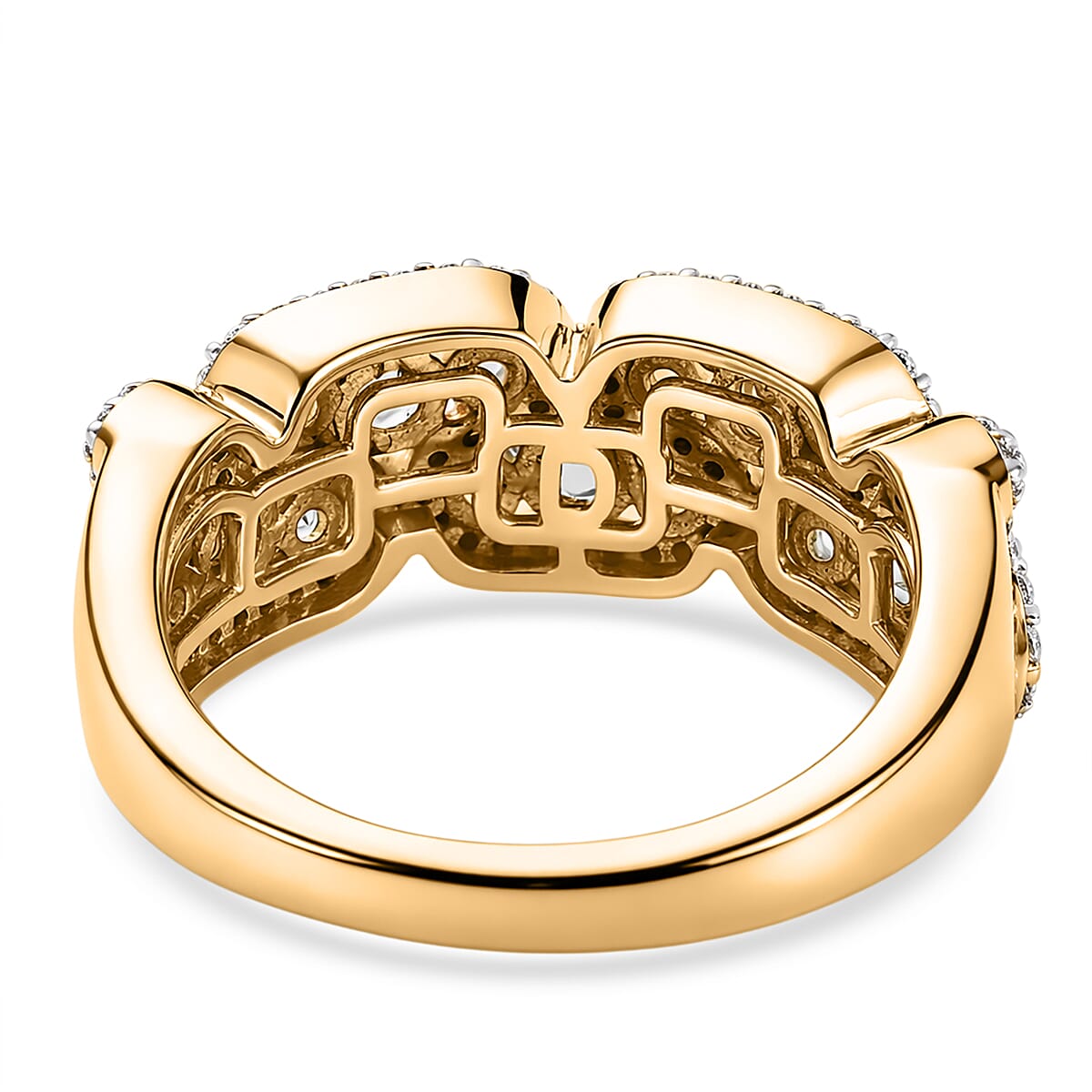 D'Joy Premium Green Sapphire and Moissanite 1.90 ctw Evergreen Flow Ring in 18K Vermeil Yellow Gold Over Sterling Silver (Size 7.0) image number 4