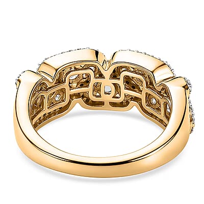 D'Joy Premium Milanoa Green Sapphire and Moissanite 1.90 ctw Evergreen Flow Ring in 18K Vermeil Yellow Gold Over Sterling Silver (Size 9.0)
