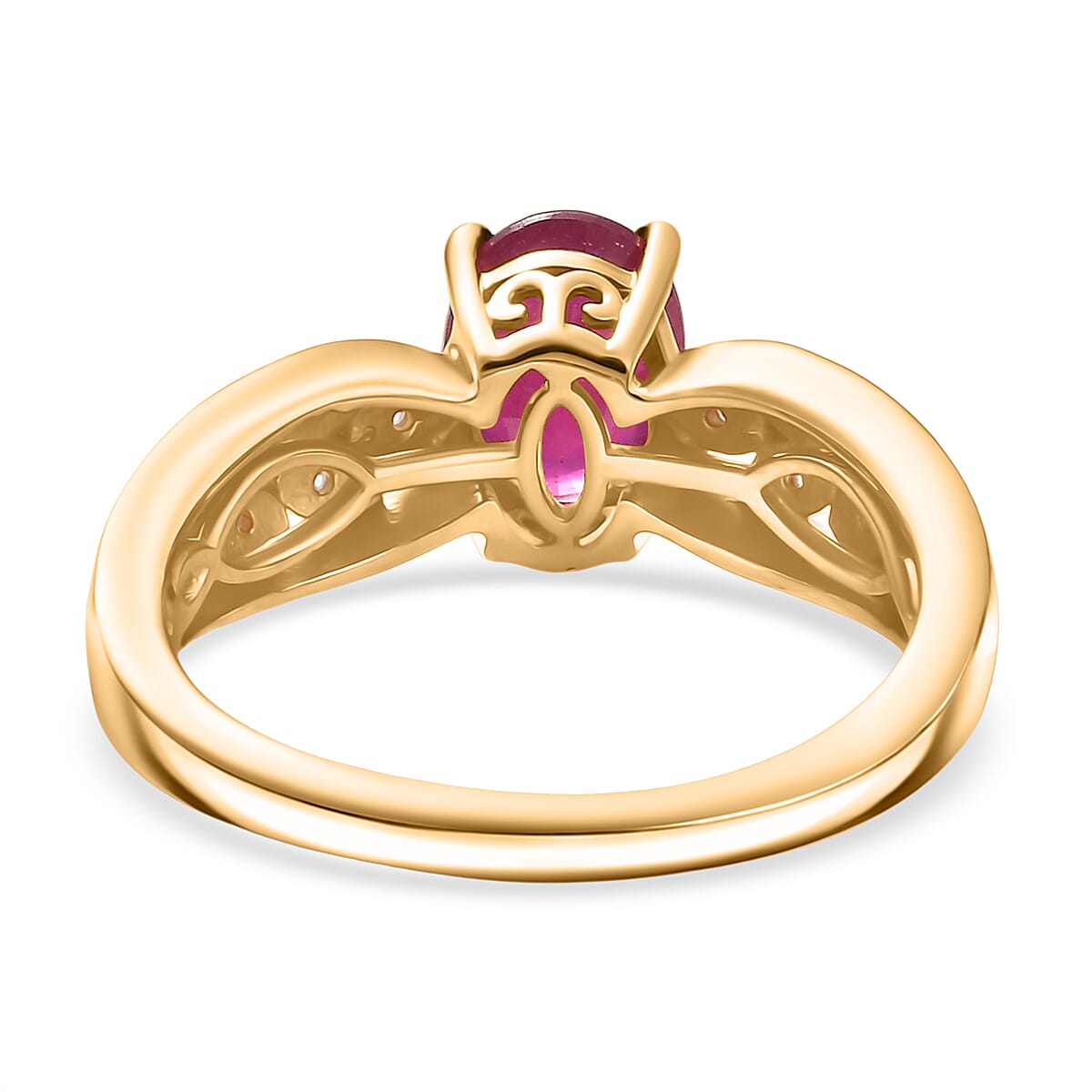 D'Joy Premium Niassa Ruby (FF), Moissanite Ring in 18K YG Plated Sterling Silver (Size 10.0) 1.90 ctw image number 4