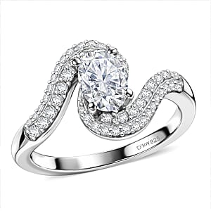 D'Joy Moissanite 1.20 ctw Ring in Platinum Over Sterling Silver (Size 5.0)