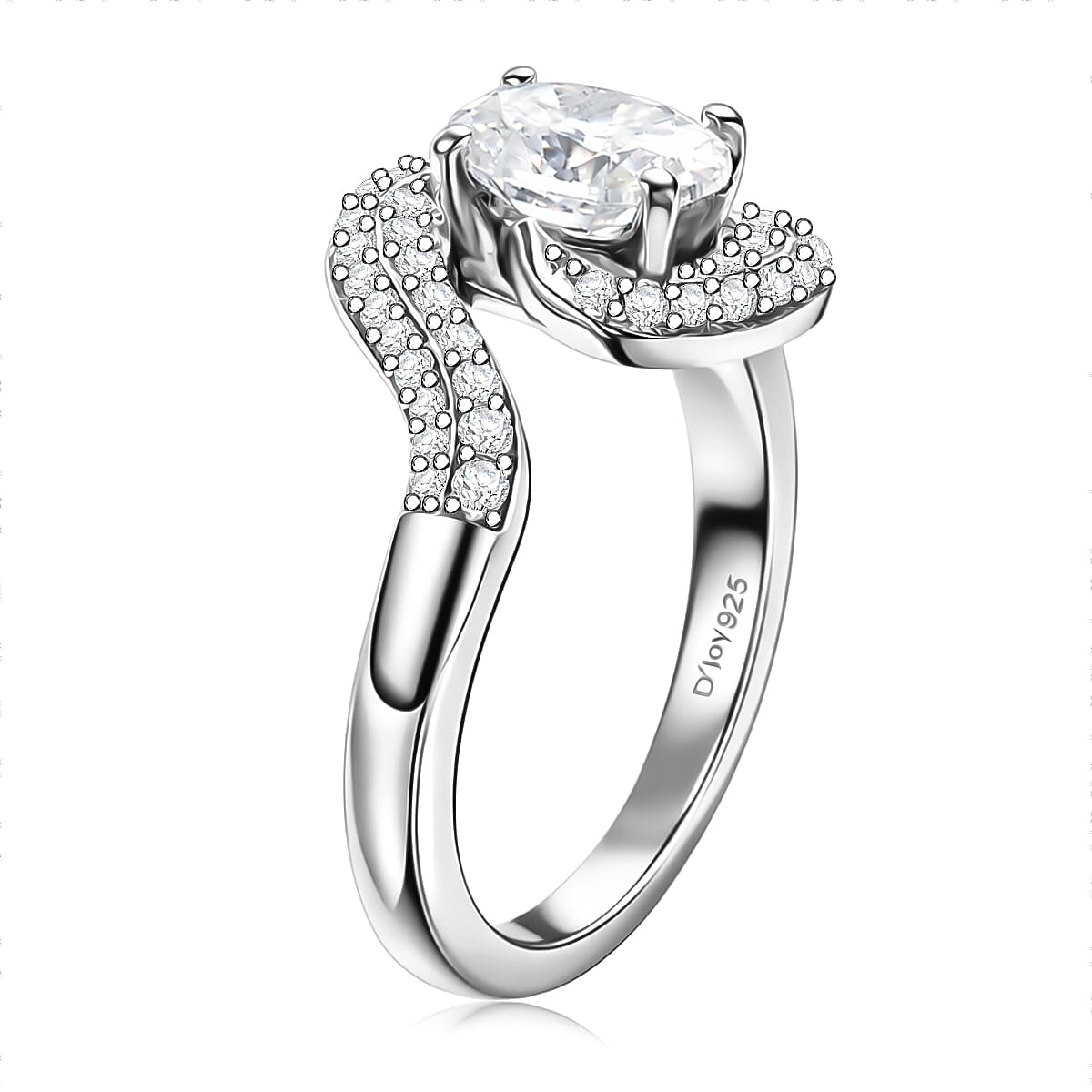 D'Joy Moissanite 1.20 ctw Ring in Platinum Over Sterling Silver (Size 5.0) image number 3