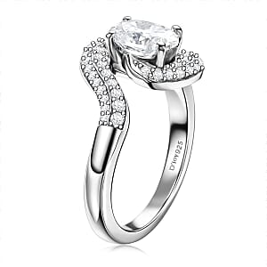 D'Joy Moissanite 1.20 ctw Ring in Platinum Over Sterling Silver (Size 6.0)