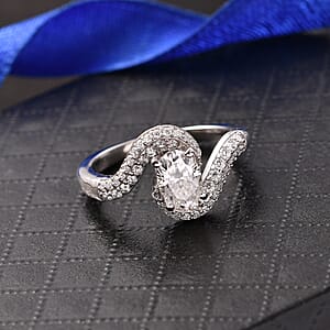 D'Joy Moissanite 1.20 ctw Ring in Platinum Over Sterling Silver (Size 7.0)
