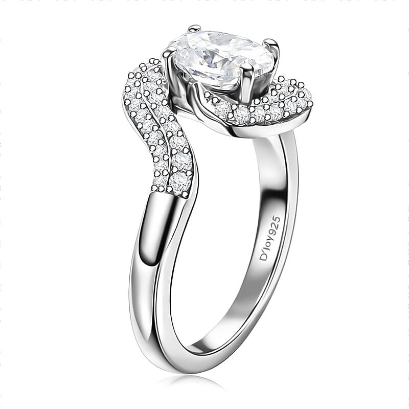 D'Joy Moissanite 1.20 ctw Ring in Platinum Over Sterling Silver (Size 8.0)
