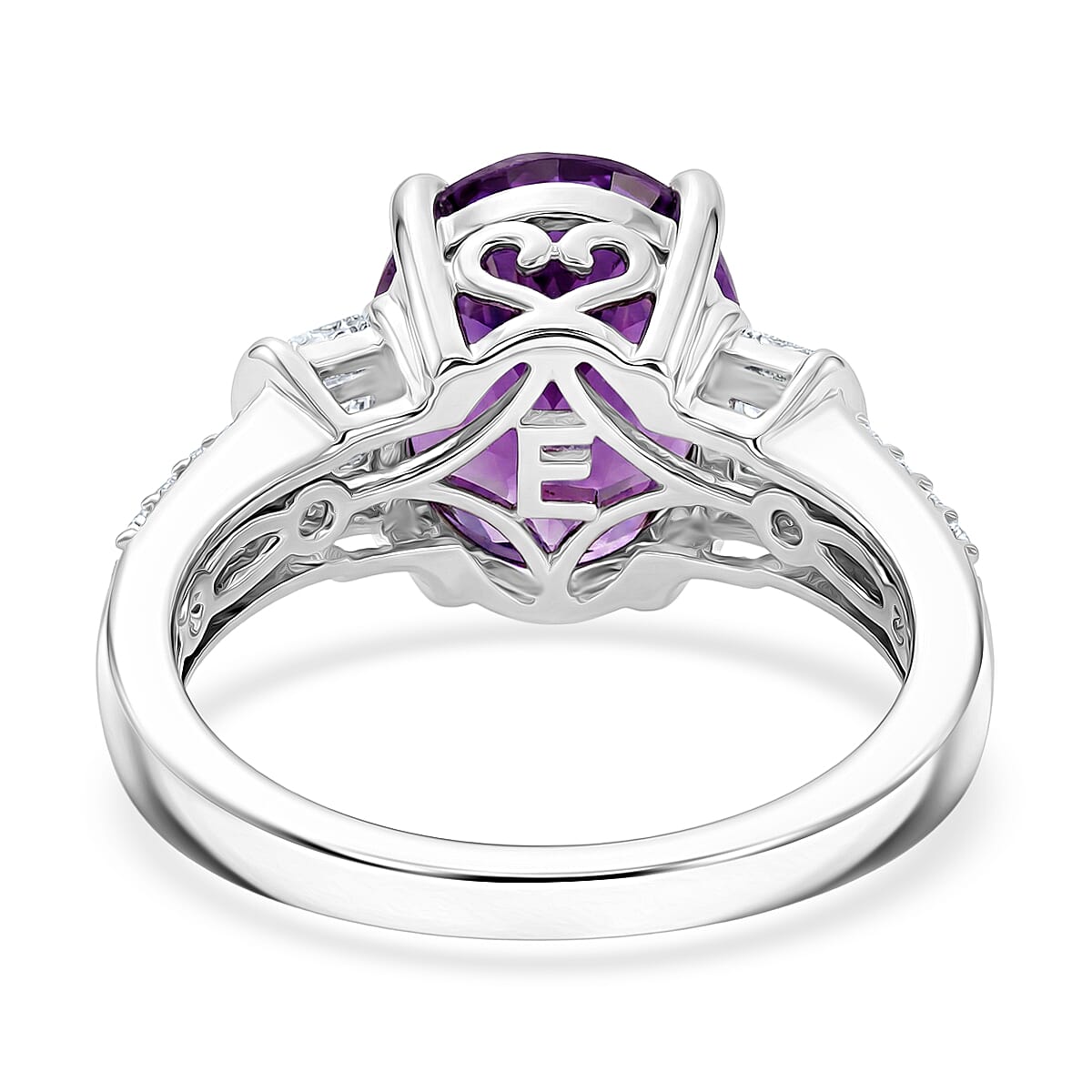 EverTrue African Amethyst and White Zircon 4.00 ctw Ring in Platinum Bond (Size 10.0) image number 4