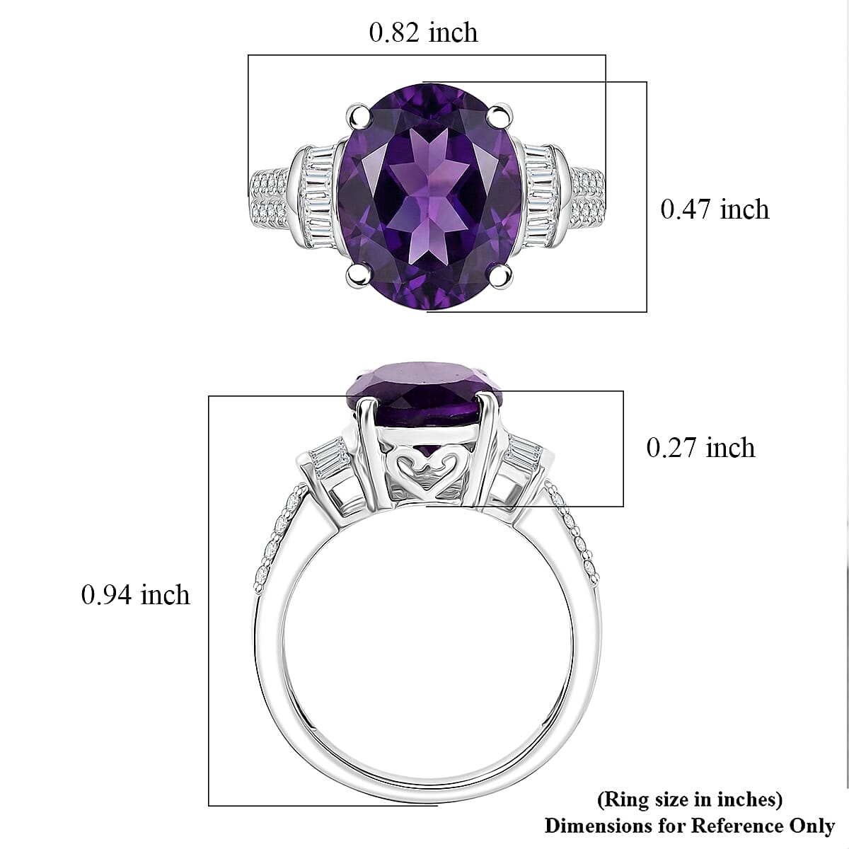 EverTrue African Amethyst and White Zircon 4.00 ctw Ring in Platinum Bond (Size 11.0) image number 5