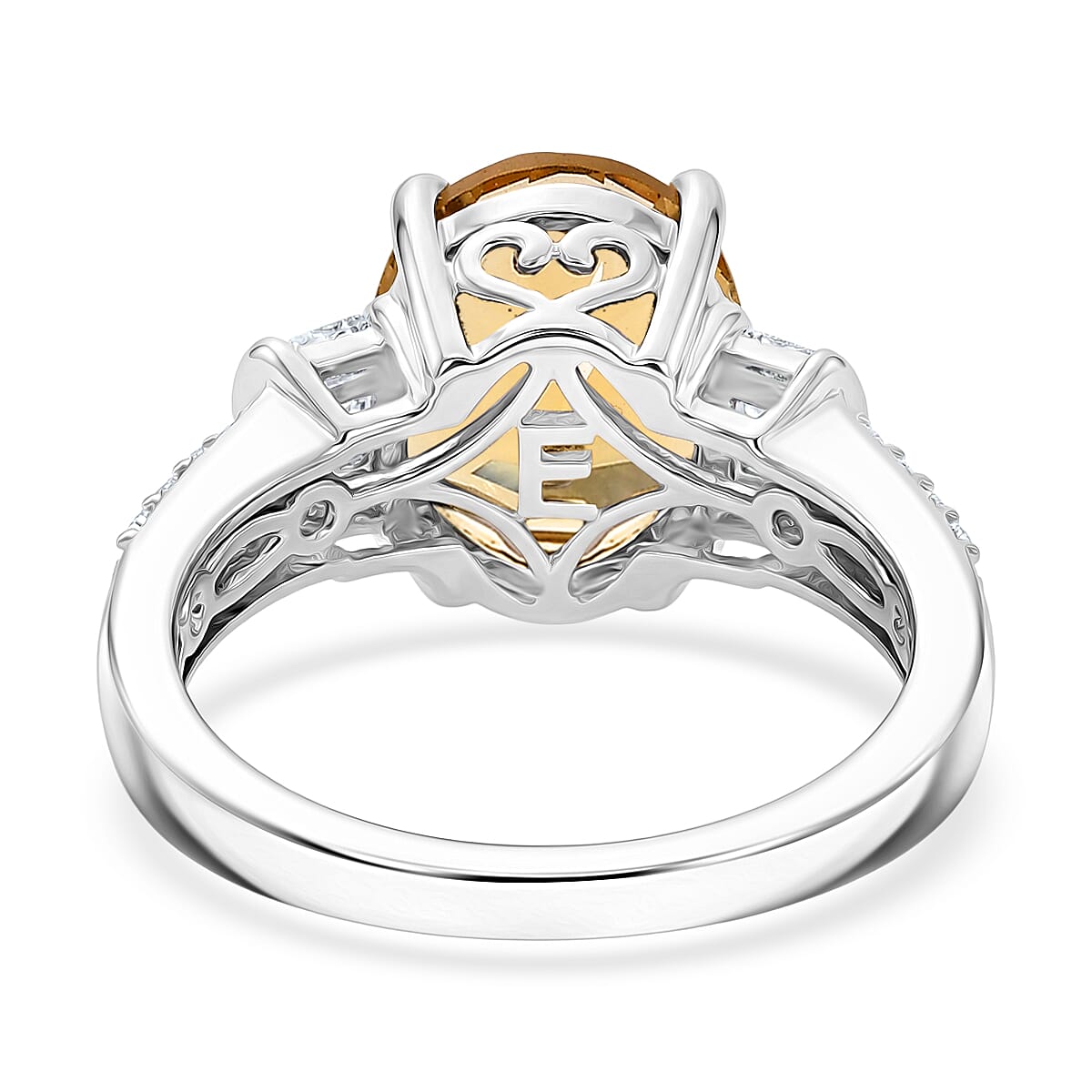 EverTrue Brazilian Citrine and White Zircon 4.20 ctw Ring in Platinum Bond (Size 10.0) image number 4