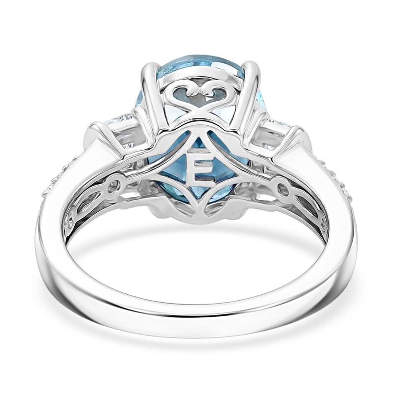 EverTrue Sky Blue Topaz and White Zircon 4.80 ctw Ring in Platinum Bond (Size 11.0)