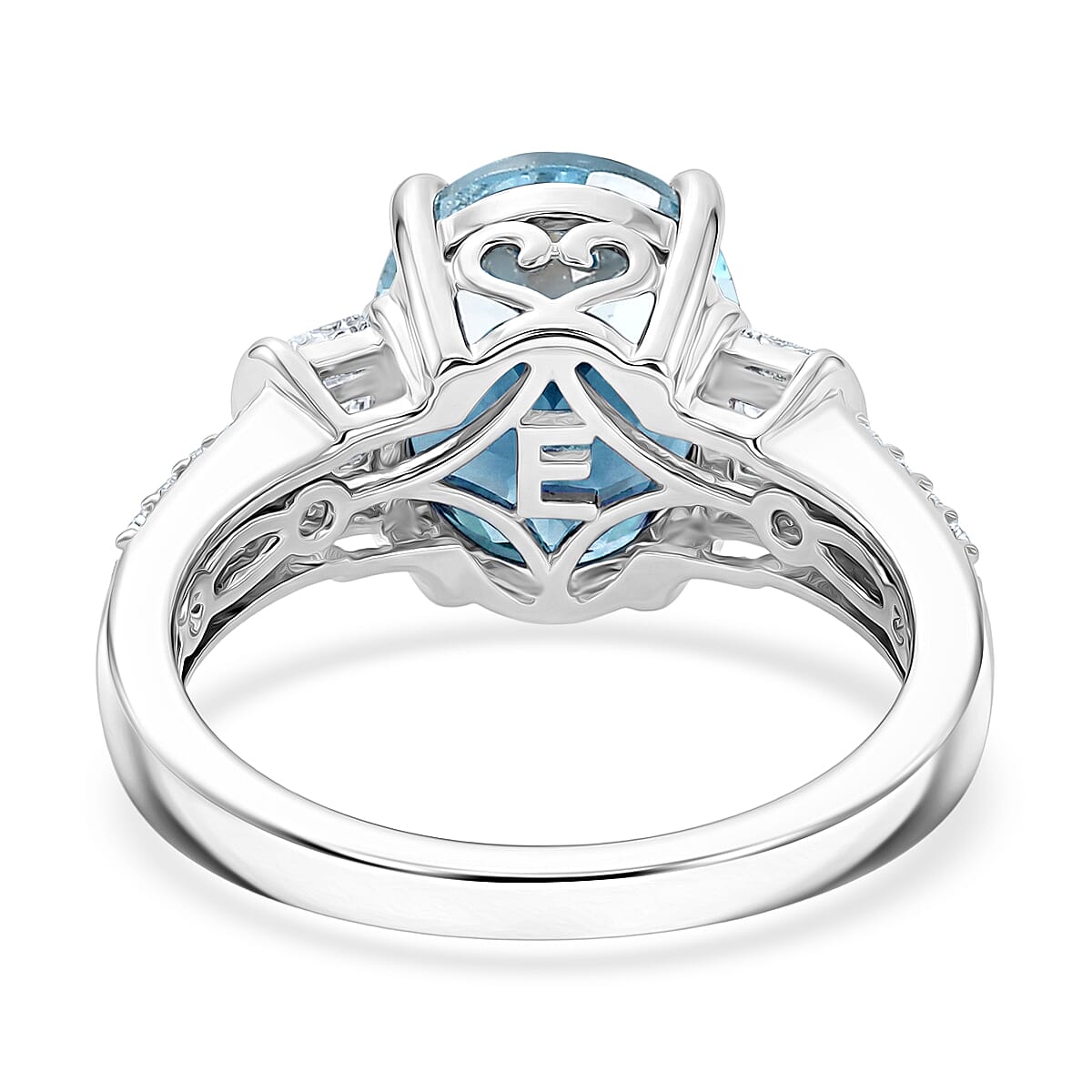 EverTrue Sky Blue Topaz and White Zircon 4.80 ctw Ring in Platinum Bond (Size 8.0) image number 4