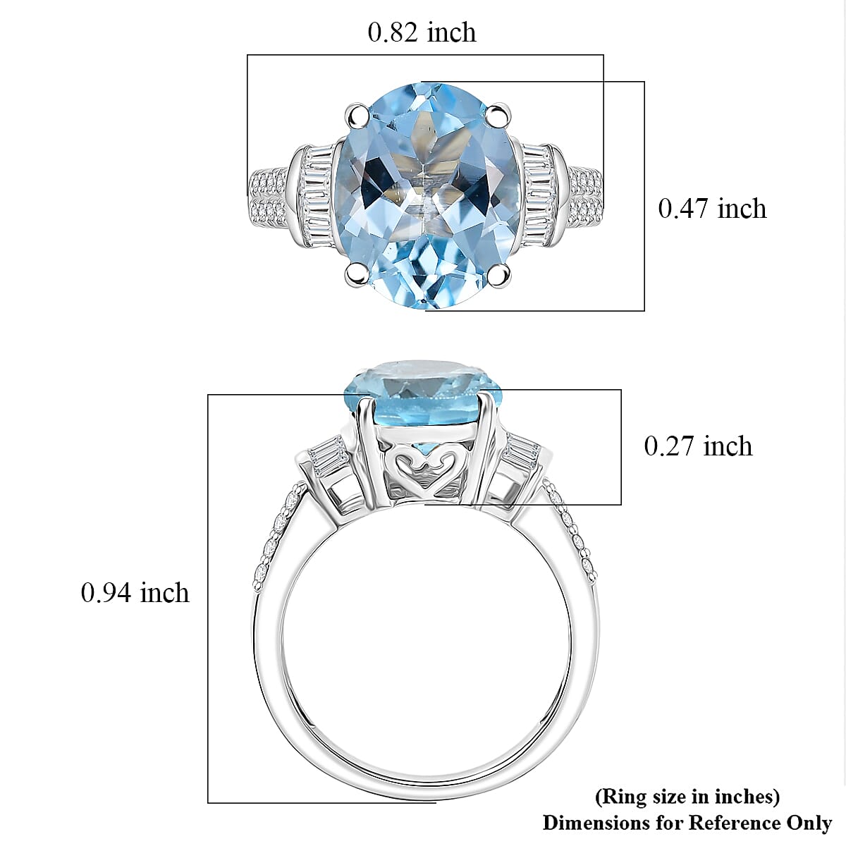 EverTrue Sky Blue Topaz and White Zircon 4.80 ctw Ring in Platinum Bond (Size 9.0) image number 5