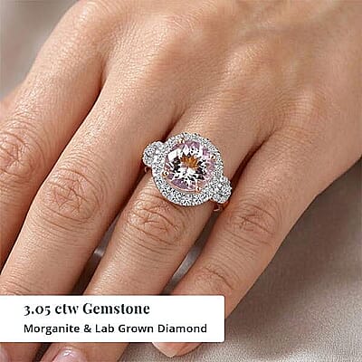 Certified & Appraised AAA Pink Morganite and Luxuriant Lab Grown Diamond G-H SI 3.05 ctw Ring in 10K Rose Gold (Size 5.0)