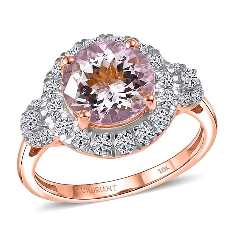 Certified & Appraised AAA Pink Morganite and Luxuriant Lab Grown Diamond G-H SI 3.05 ctw Ring in 10K Rose Gold (Size 7.0)