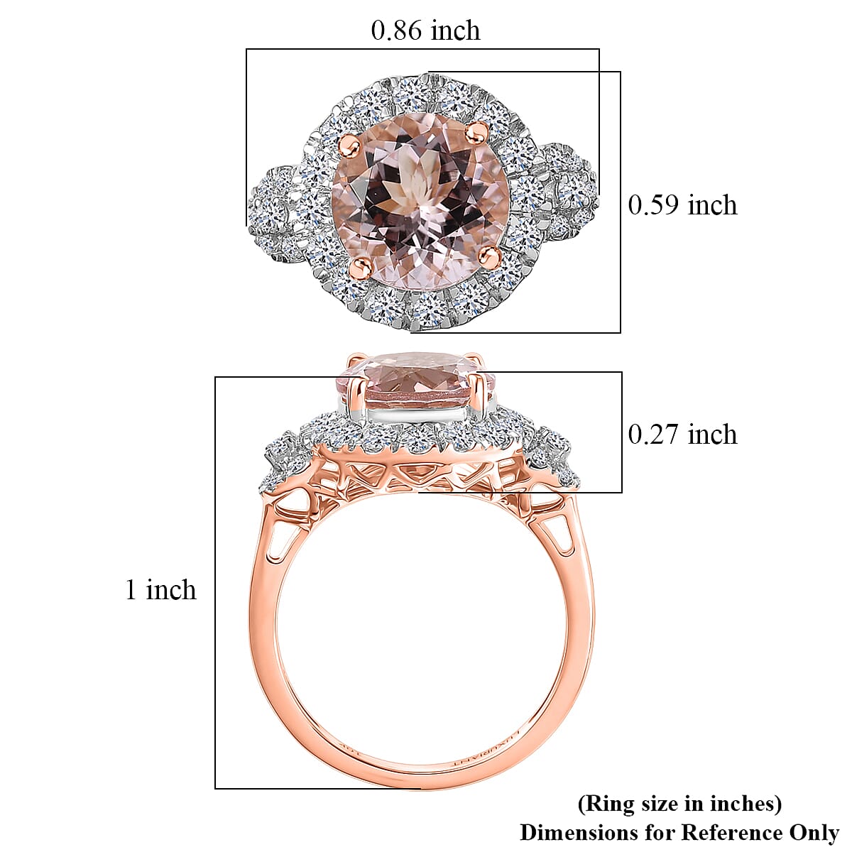 Certified & Appraised AAA Pink Morganite and Luxuriant Lab Grown Diamond G-H SI 3.05 ctw Ring in 10K Rose Gold (Size 7.0) image number 5