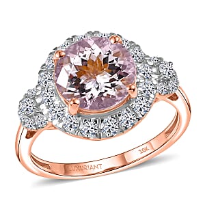 Certified & Appraised AAA Pink Morganite and Luxuriant Lab Grown Diamond G-H SI 3.05 ctw Ring in 10K Rose Gold (Size 8.0)