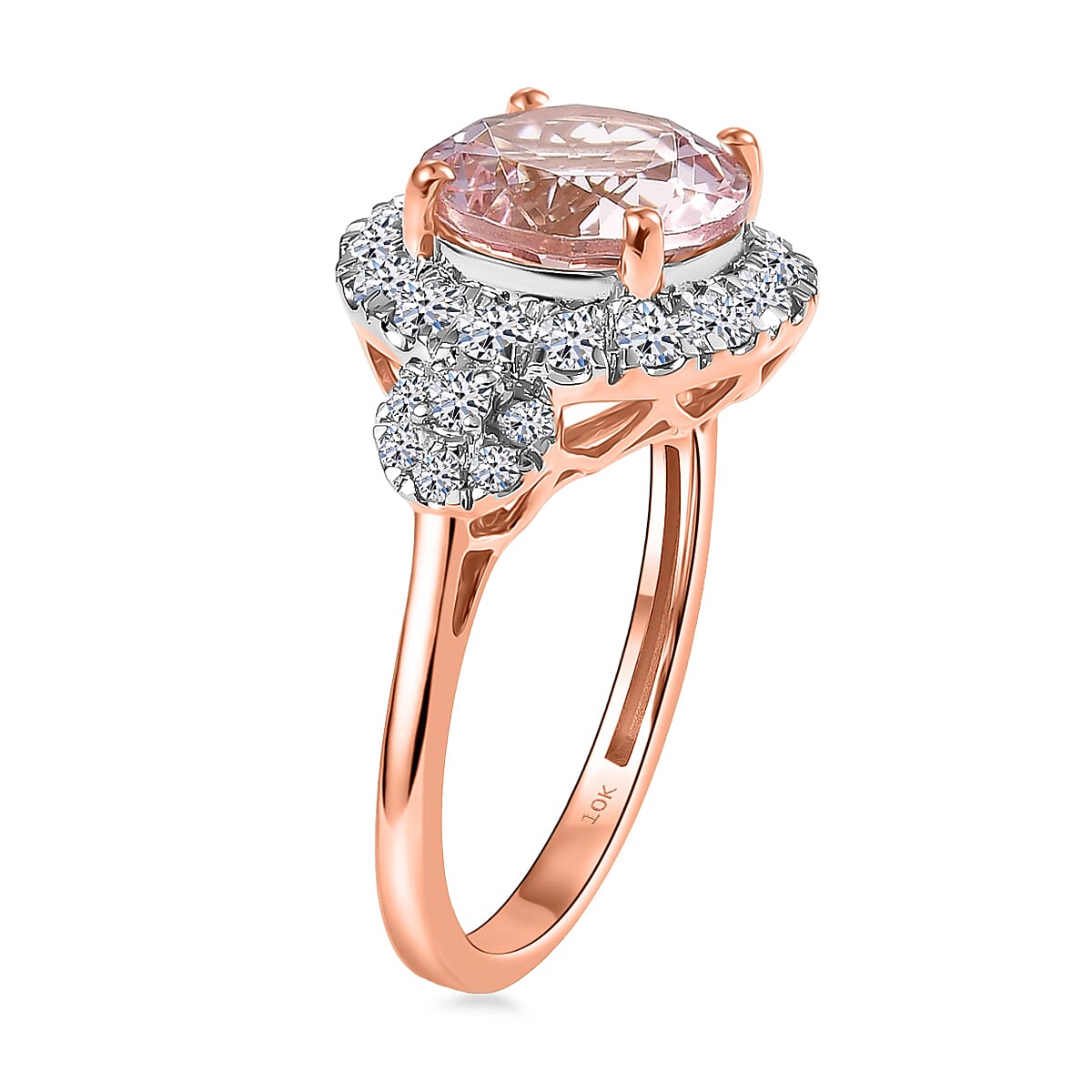 Certified & Appraised AAA Pink Morganite and Luxuriant Lab Grown Diamond G-H SI 3.05 ctw Ring in 10K Rose Gold (Size 8.0) image number 3