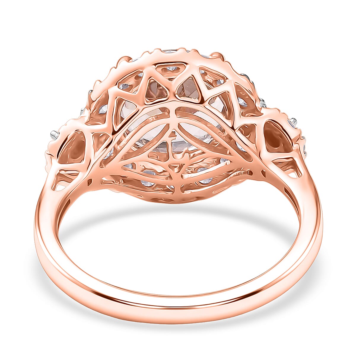 Certified & Appraised AAA Pink Morganite and Luxuriant Lab Grown Diamond G-H SI 3.05 ctw Ring in 10K Rose Gold (Size 8.0) image number 4