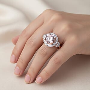 Certified & Appraised AAA Pink Morganite and Luxuriant Lab Grown Diamond G-H SI 3.05 ctw Ring in 10K Rose Gold (Size 9.0)