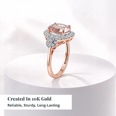 Certified & Appraised AAA Pink Morganite and Luxuriant Lab Grown Diamond G-H SI 3.05 ctw Ring in 10K Rose Gold (Size 9.0)