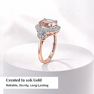 Certified & Appraised AAA Pink Morganite and Luxuriant Lab Grown Diamond G-H SI 3.05 ctw Ring in 10K Rose Gold (Size 9.5)