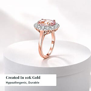 Certified & Appraised AAA Pink Morganite and Luxuriant Lab Grown Diamond G-H SI 4.06 ctw Ring in 10K Rose Gold (Size 10.0)