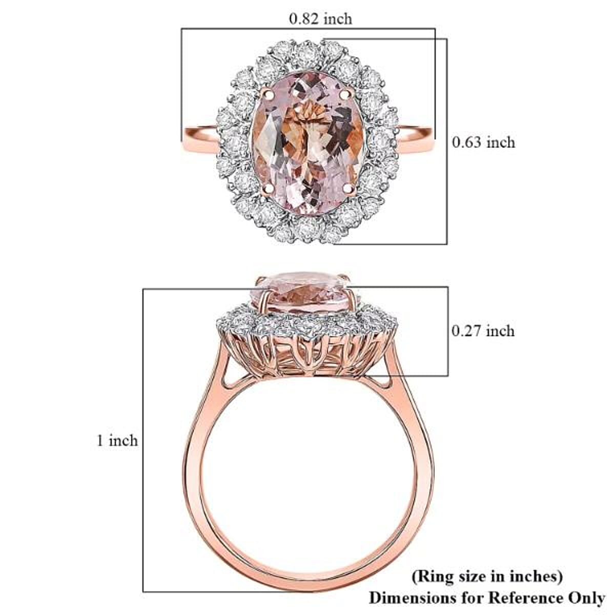 Certified & Appraised AAA Pink Morganite and Luxuriant Lab Grown Diamond G-H SI 4.06 ctw Ring in 10K Rose Gold image number 5