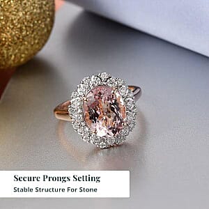 Certified & Appraised AAA Pink Morganite and Luxuriant Lab Grown Diamond G-H SI 4.06 ctw Ring in 10K Rose Gold (Size 5.0)