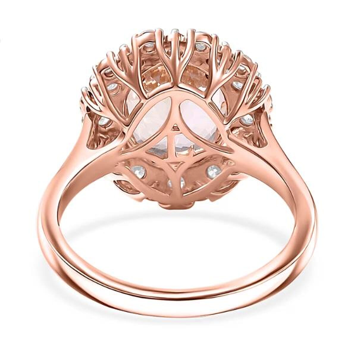 Certified & Appraised AAA Pink Morganite and Luxuriant Lab Grown Diamond G-H SI 4.06 ctw Ring in 10K Rose Gold (Size 5.0) image number 6