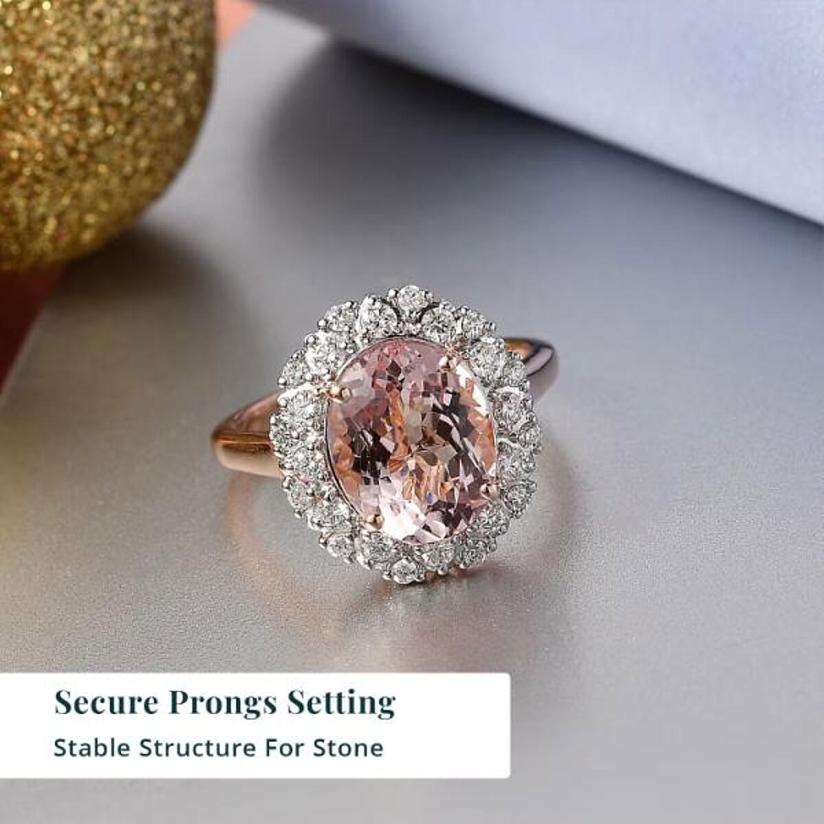 Certified & Appraised AAA Pink Morganite and Luxuriant Lab Grown Diamond G-H SI 4.06 ctw Ring in 10K Rose Gold (Size 5.5) image number 3