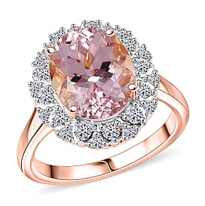 Certified & Appraised AAA Pink Morganite and Luxuriant Lab Grown Diamond G-H SI 4.06 ctw Ring in 10K Rose Gold (Size 6.0)
