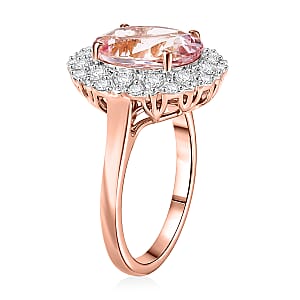 Certified & Appraised AAA Pink Morganite and Luxuriant Lab Grown Diamond G-H SI 4.06 ctw Ring in 10K Rose Gold (Size 7.0)
