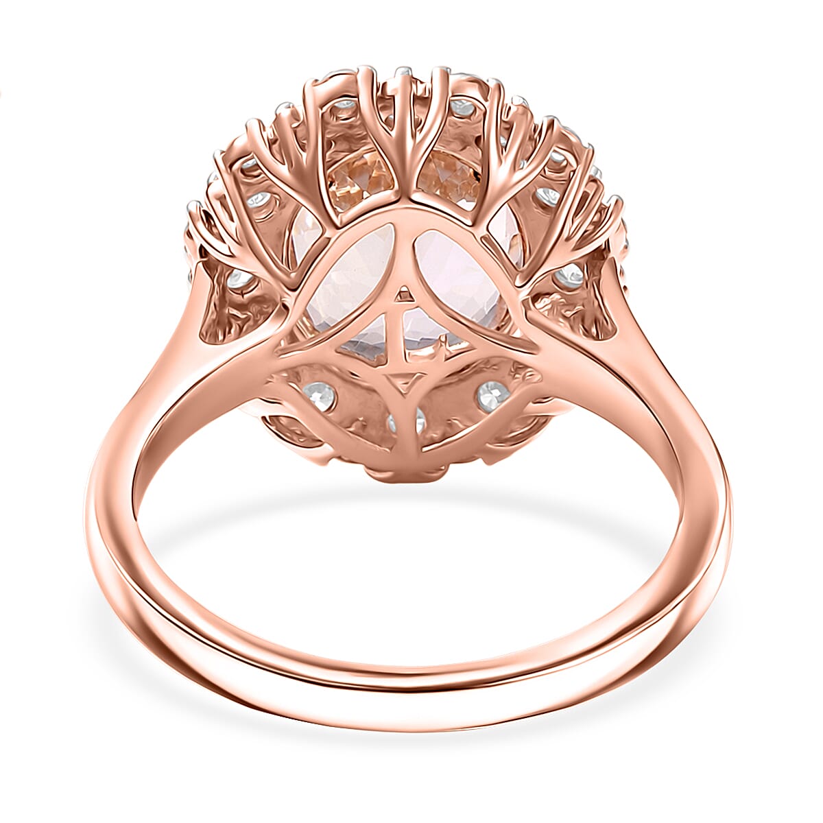 Certified & Appraised AAA Pink Morganite and Luxuriant Lab Grown Diamond G-H SI 4.06 ctw Ring in 10K Rose Gold (Size 8.0) image number 4