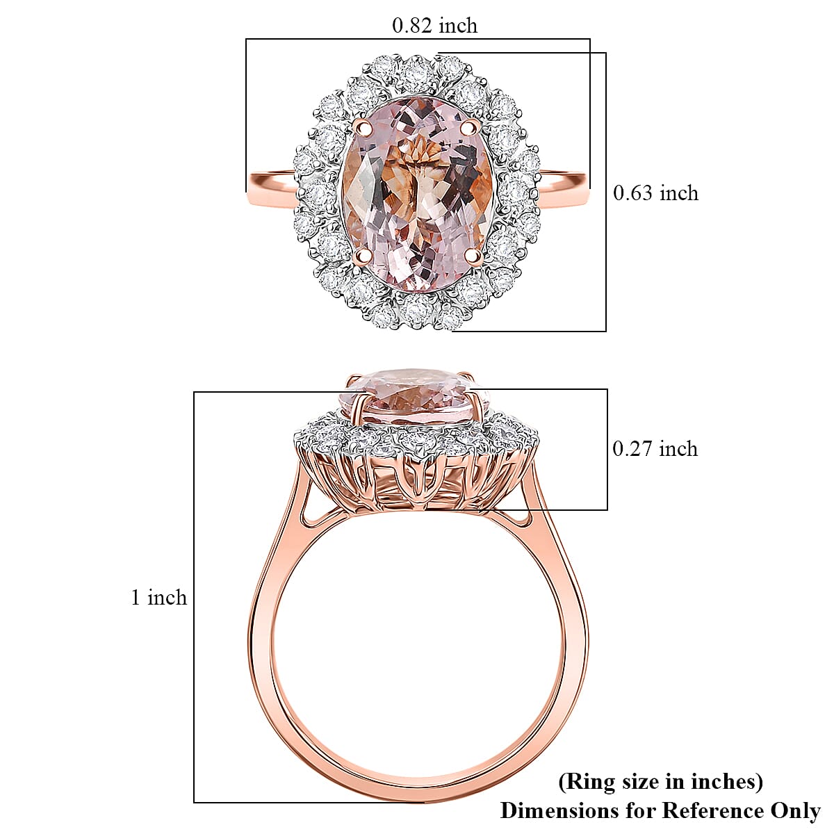Certified & Appraised AAA Pink Morganite and Luxuriant Lab Grown Diamond G-H SI 4.06 ctw Ring in 10K Rose Gold (Size 8.0) image number 5